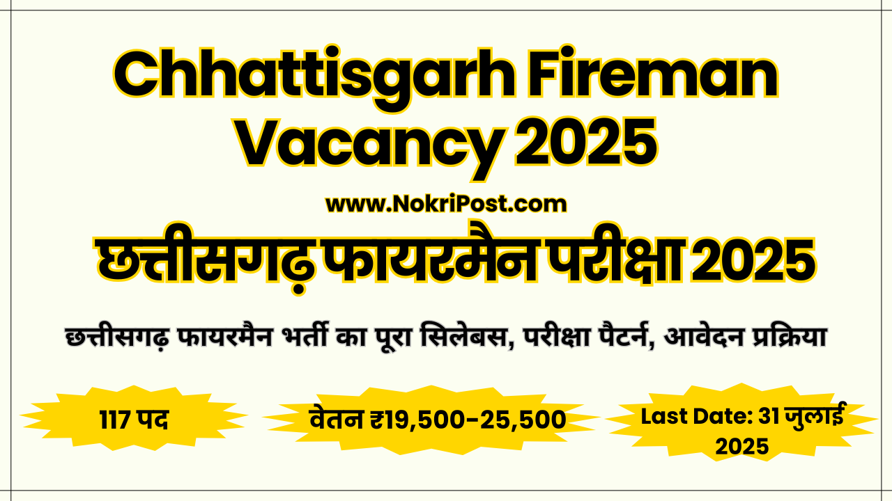 Chhattisgarh Fireman Vacancy 2025